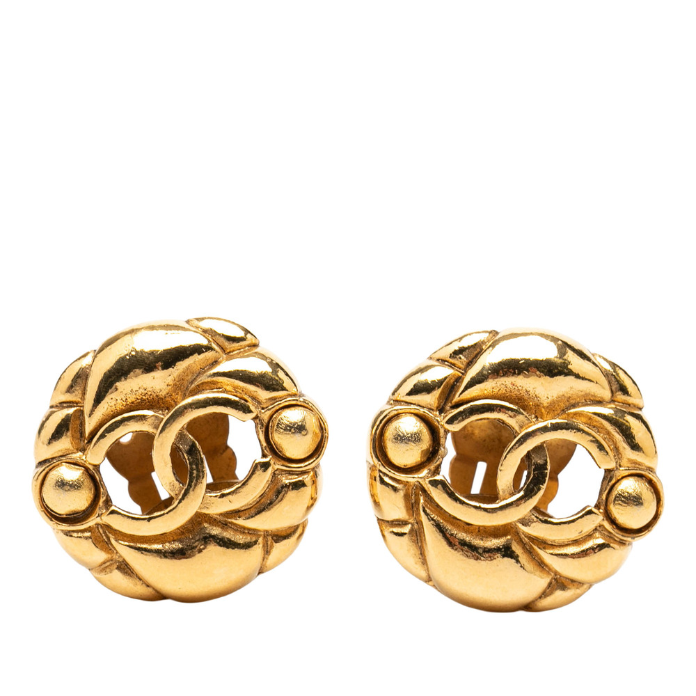 Pre-Loved Chanel CC Gold Plated Clip On Earrings